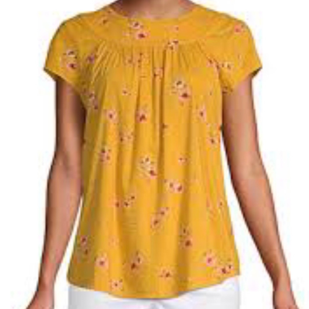 🌺 St. Johns Bay Women’s Top Crew Neck Short Sleeve Floral Design Size XL